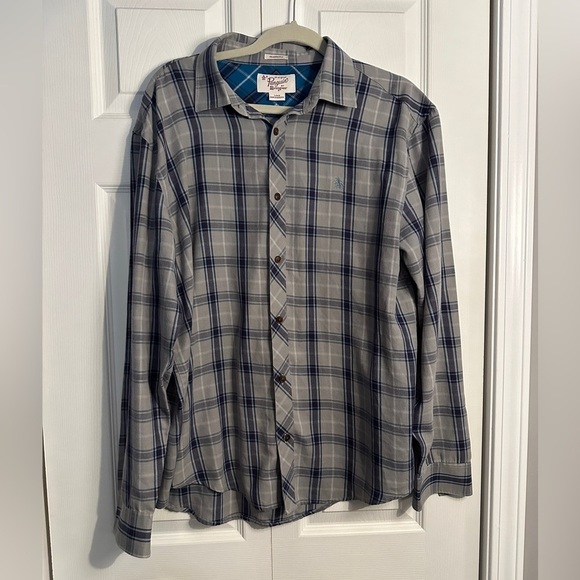 Original Penguin Other - Original Penguin Gray Plaid Long Sleeve Button Up Classic Fit Shirt Size Large